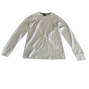 Polo Ralph Lauren Men Gray Waffle Knit Long Sleeve Crew Neck Sleep Shirt M
